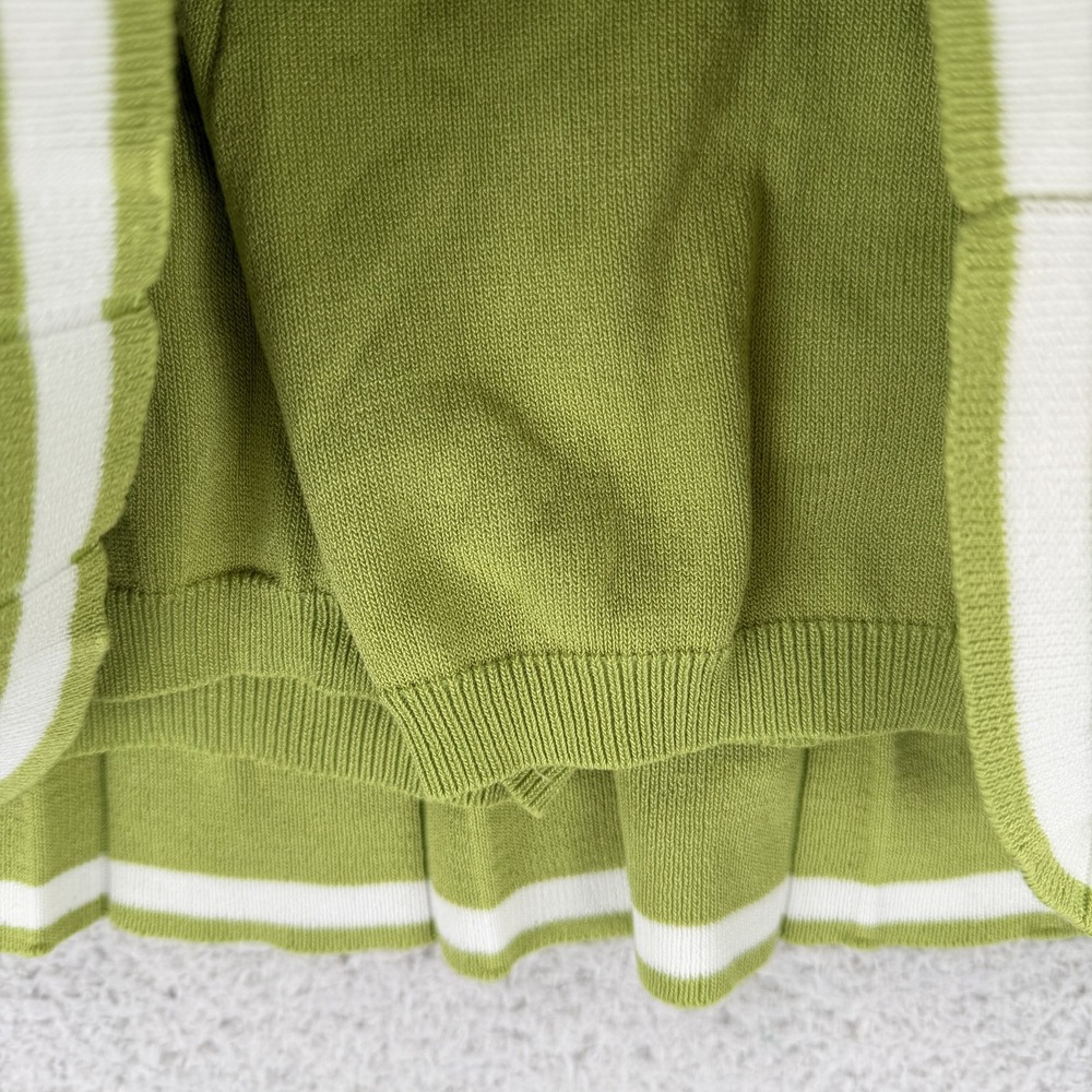Daisy Womens Green Knit 2 Piece Set Polo Top M Pleated Mini Skirt S - Picture 9 of 10